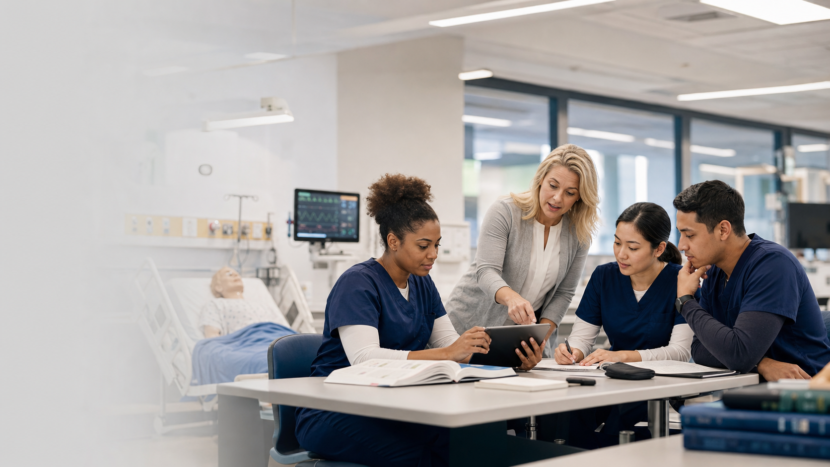 Registered nurses participating in professional development training
